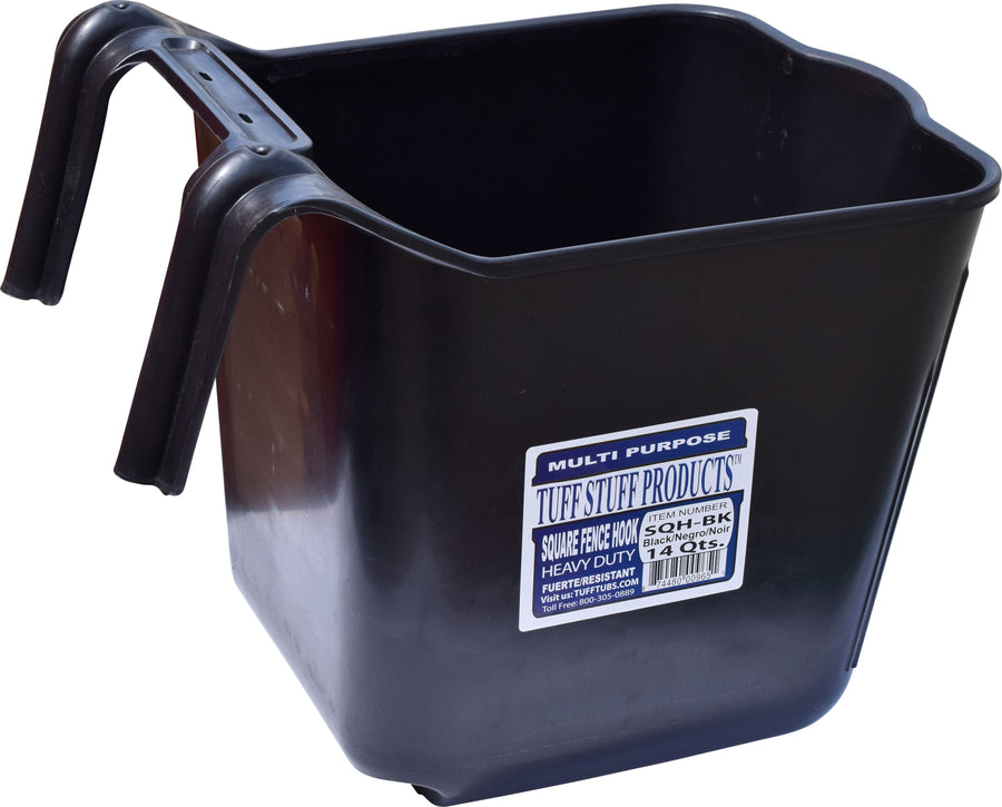 Tuff Stuff Square Fence Hook, Black, 14 qt - Buckets Over the Fence