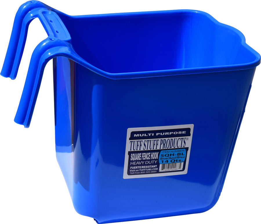 Tuff Stuff Square Fence Hook, Blue, 14 qt - Buckets Over the Fence