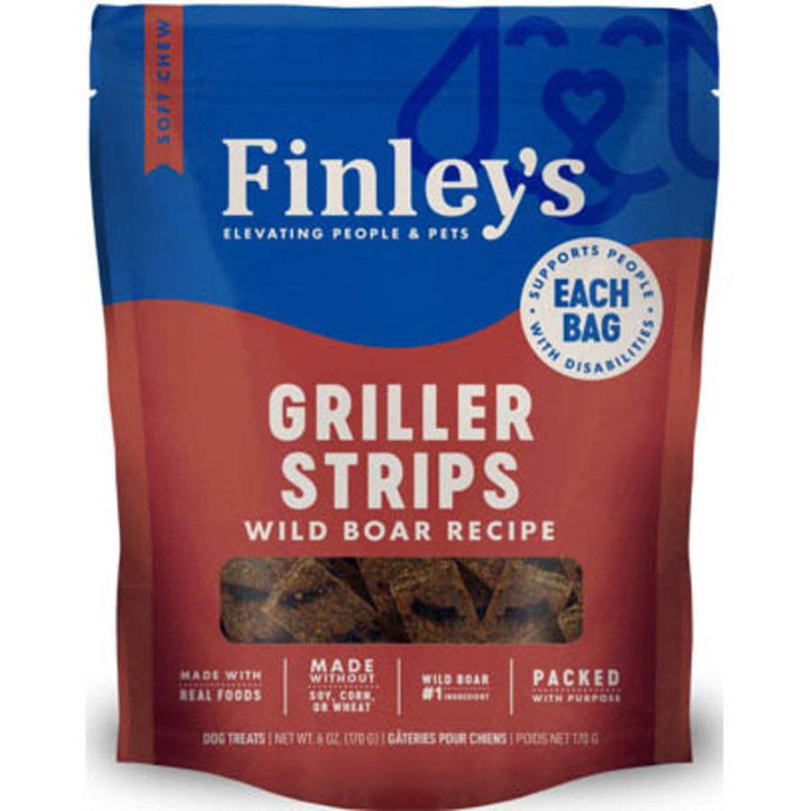 Finley's Finleys Griller Strips Dog Treats, Wild Boar, 6 oz - Long Lasting Chews