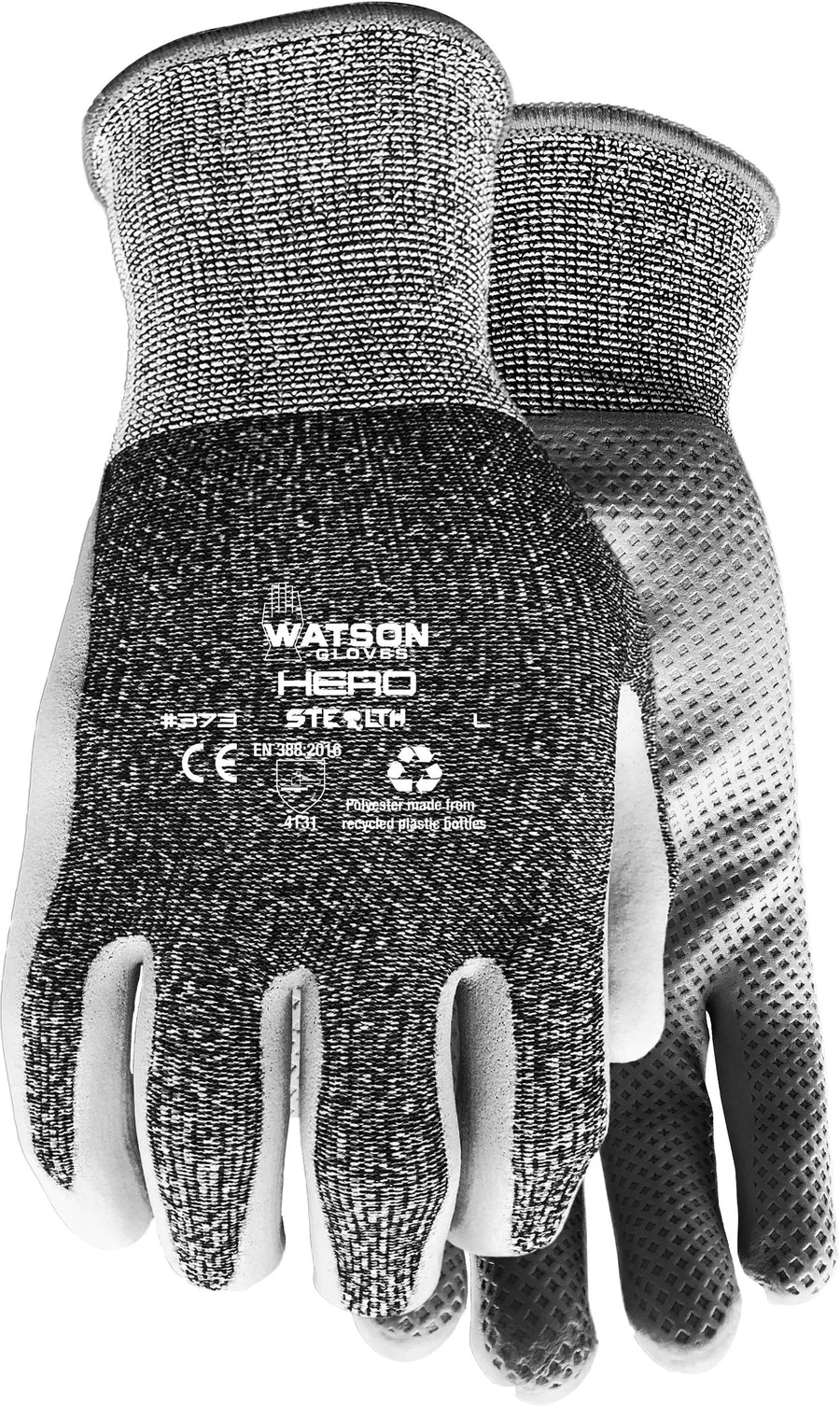 Watson Gloves Mens Stealth Hero Wastenot Fabric, Black, XL - Coated