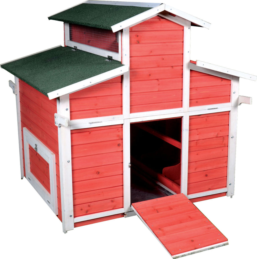 Ware Little Red Hen Big Red Chicken Barn, Red/White, 49.25x42.75x47 in - Coops