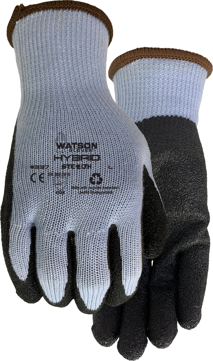 Watson Gloves Mens Stealth Hybrid Wastenot Fabric, Blue, LG - Coated