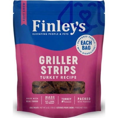 Finley's Finleys Griller Strips Dog Treats, Turkey, 6 oz - Long Lasting Chews