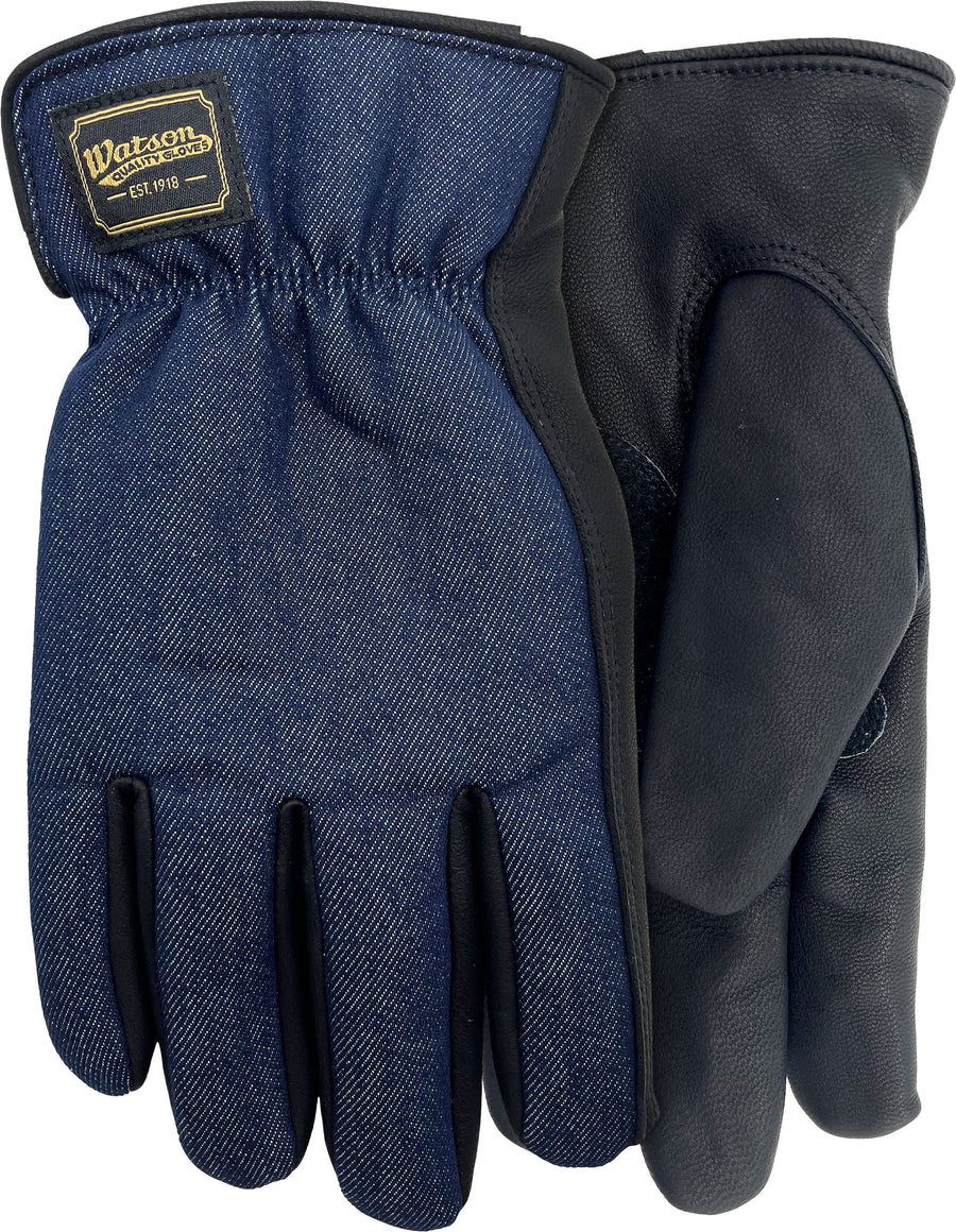 Watson Gloves Mens Range Rider Denim Goatskin, Black, XL - Leather Work