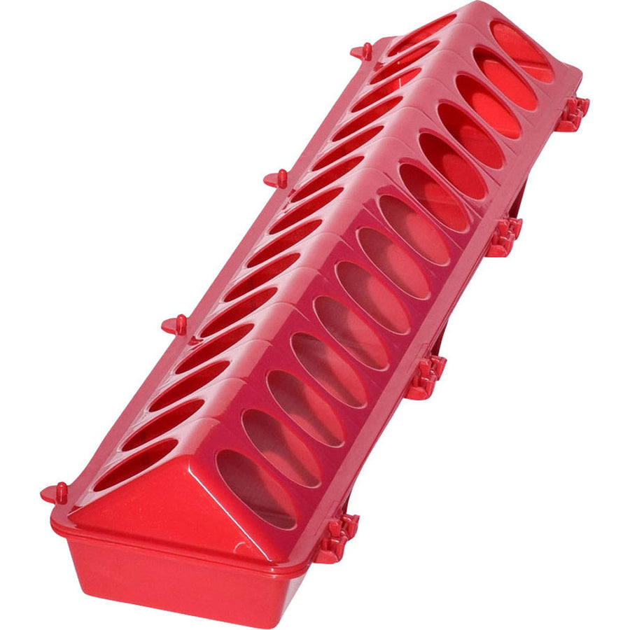 Tuff Stuff Plastic Poultry Ground Feeder, Red, 14.5in - Flip Top Feeder