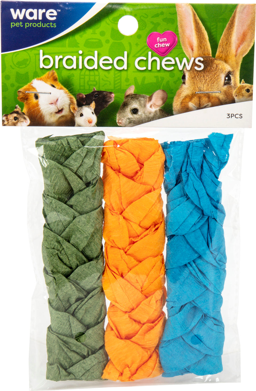 Ware Braided Chews for Small Animals, lg-3 pc