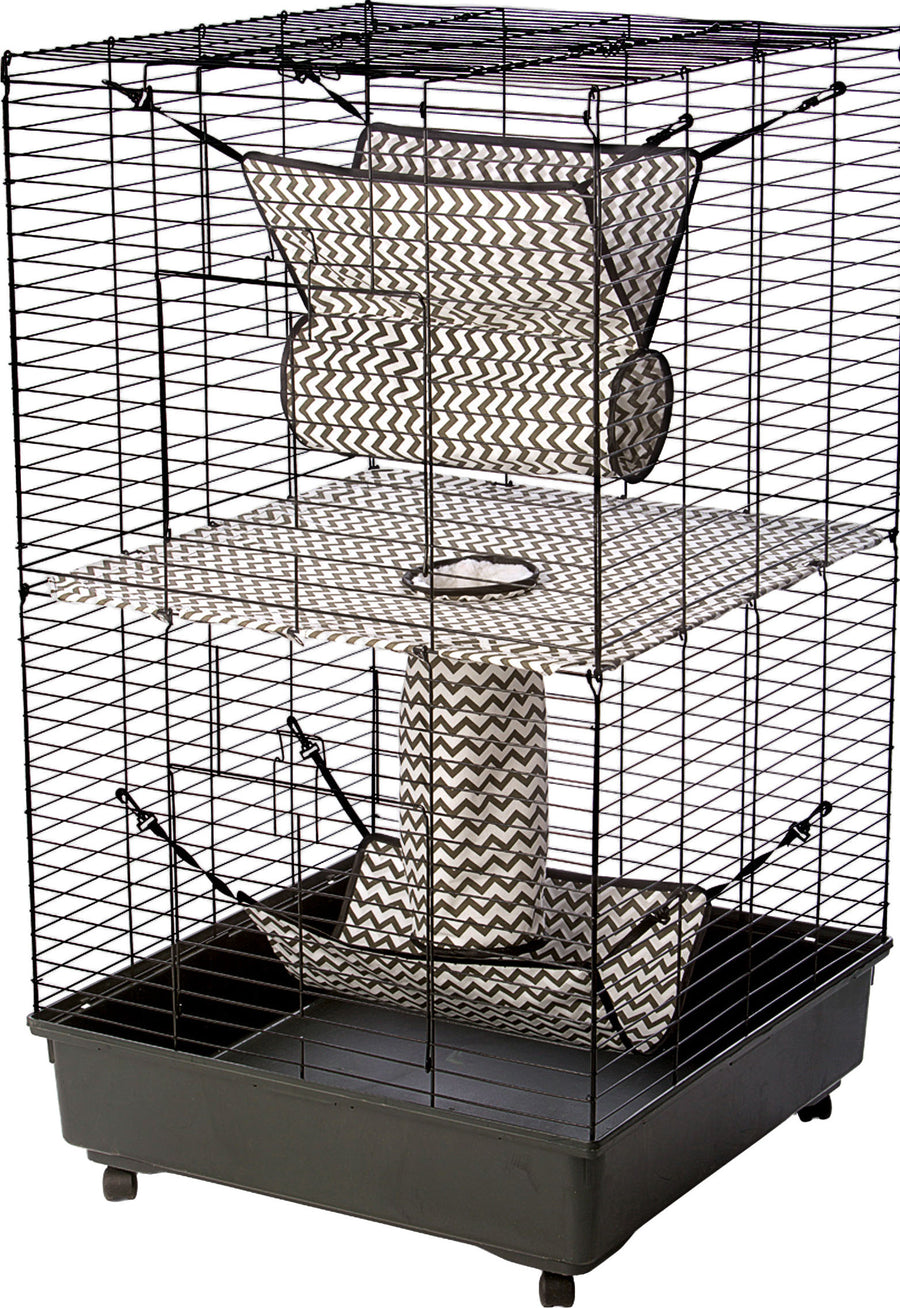 Ware Ferret Condo W/Cloth Tunnel Shelf Ramp Hammock, 24x24x42 in - General Cage
