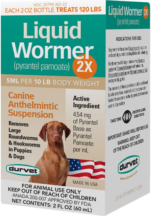 Durvet Liquid Wormer 2x for Dogs & Puppies, 2 oz - Wormers