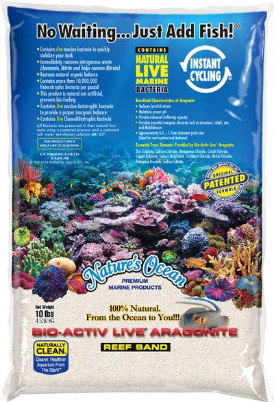 World Wide Imports Bio Active Live Aragonite Natural Reef Sand, White #1, 10 lbs - Marine