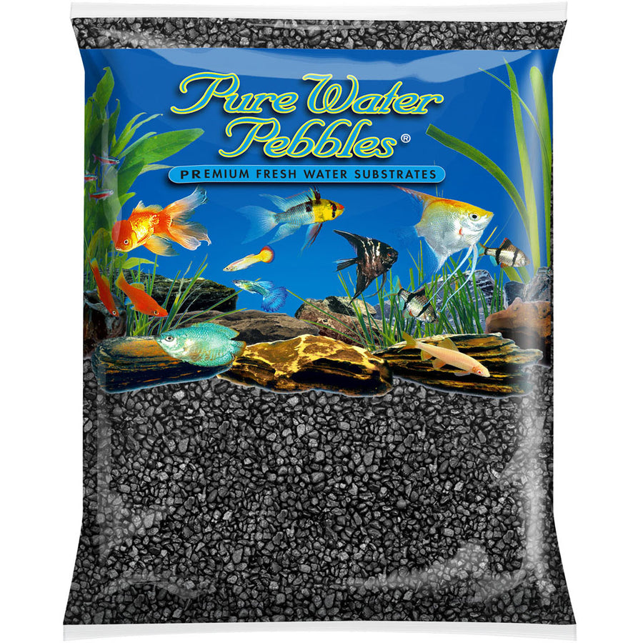 World Wide Imports Pure Water Pebbles Fresh Water Substrate, Jet Black, 5 lbs - Freshwater