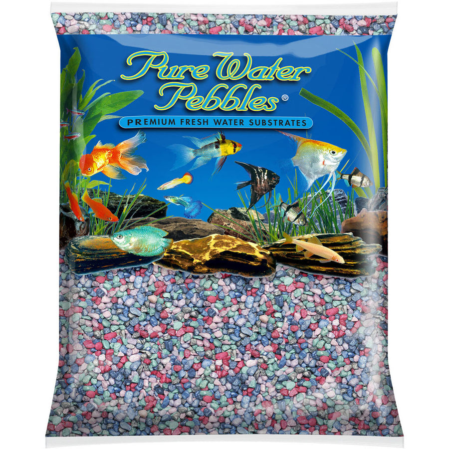 World Wide Imports Pure Water Pebbles Fresh Water Substrate, Rainbow, 5 lbs - Freshwater
