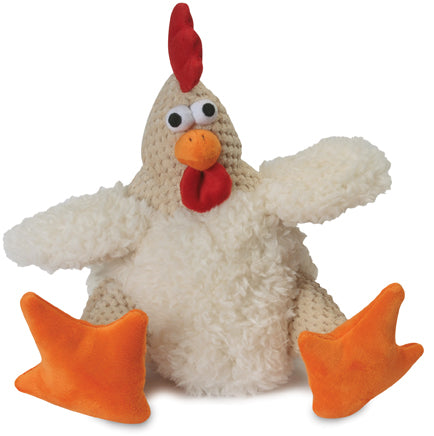 Godog Just for Me Sitting Rooster Dog Toy, White, Mini - Plush