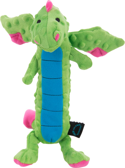 Godog Dragons Skinny Dog Toy, Green, LG - Plush