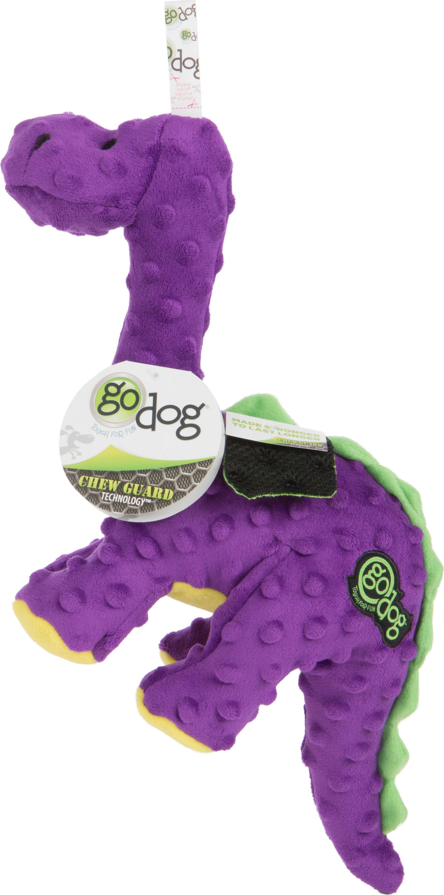 Godog Dinos Bruto the Brontosaurus Dog Toy, Purple, LG - Plush