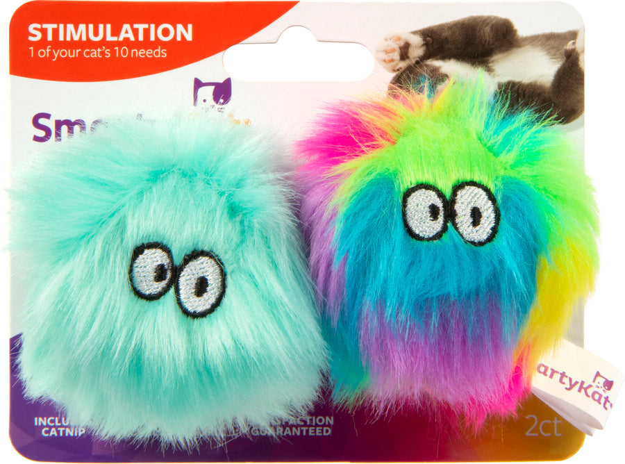 Smartykat Fuzzy Friends Catnip Ball Cat Toys, 2 pc
