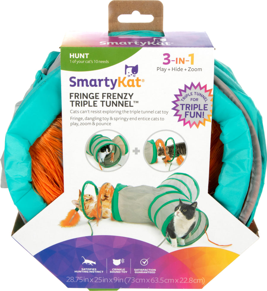 Smartykat Fringe Frenzy Triple Tunnel Cat Toy - Scratch Posts