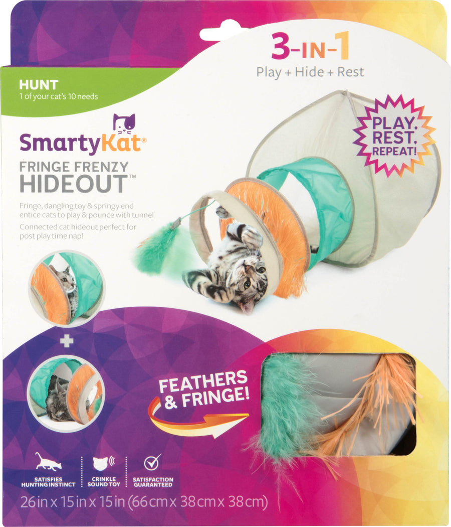 Smartykat Fringe Frenzy Cat Hideout w/ Tunnel - Scratch Posts