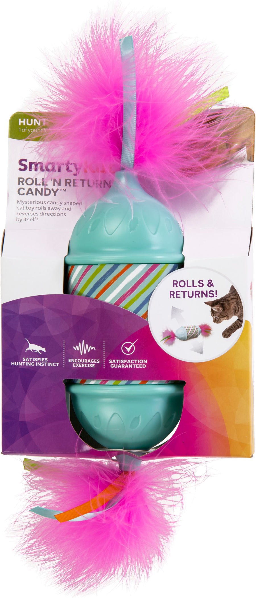 Smartykat Roll n Return Candy Motion Cat Toy - Interactive