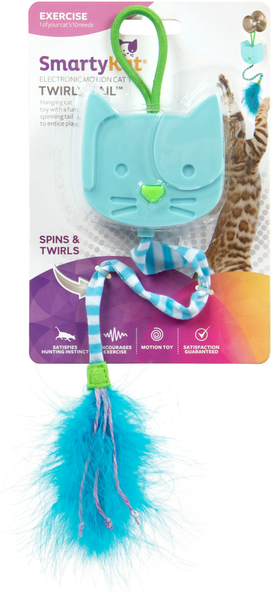 Smartykat Twirly Tail Hanging Elec Teaser Cat Toy - Interactive