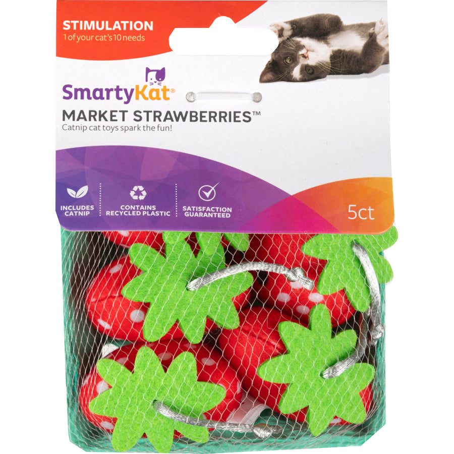 Smartykat Market Strawberries Catnip Cat Toy, sm-5 pc