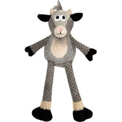 Godog Checkers Skinny Peanut Goat Dog Toy, Gray, SM - Plush