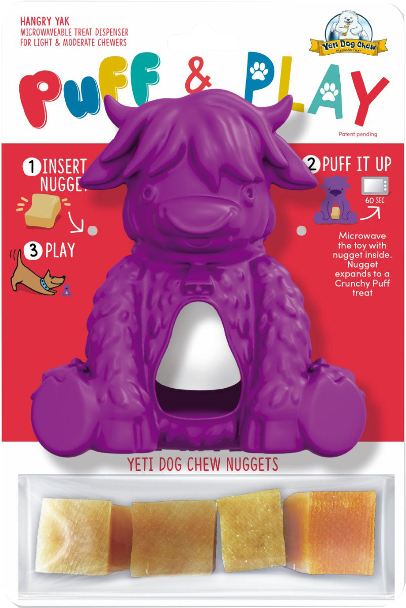 Yeti Pet Products Hangry Yak Puff & Play Dog Toy, Purple - Rubber