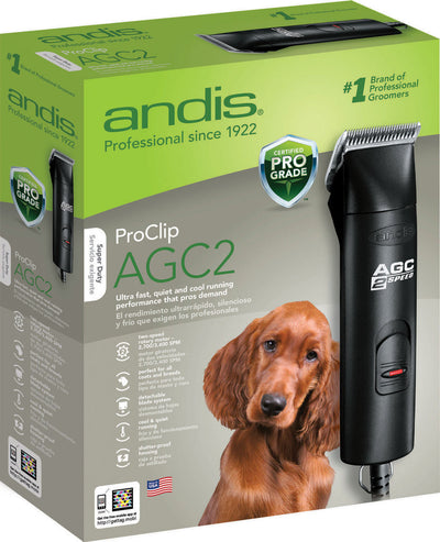 Andis agc2 2 Speed Professional Animal Clipper, Black, 2700/3400 Spm - Blades