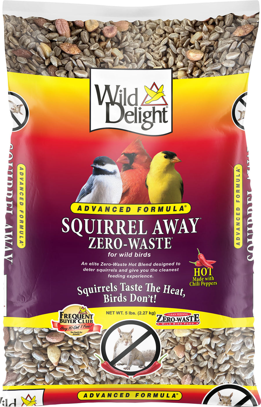 Wild Delight Squirrel Away Zero Waste Bird Food, Hot Pepper, 5 lb - Waste Free