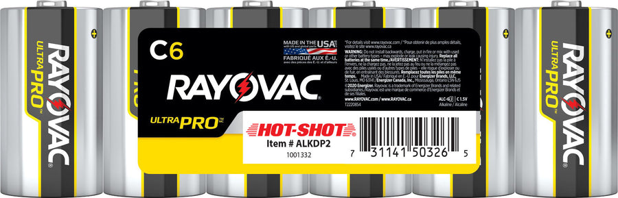 Hot Shot Alkaline Battery, c-6 pk - Stock Prods