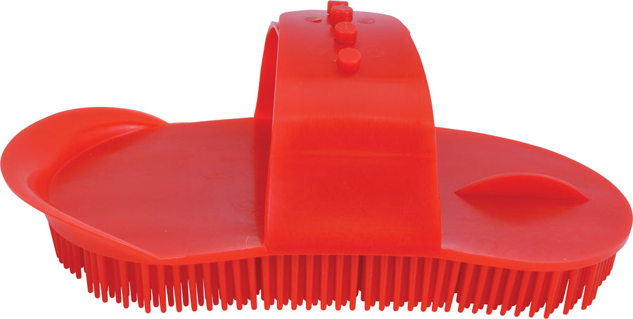 Partrade Plastic Curry Comb W/Strap, Red, 7 in - Curry Combs