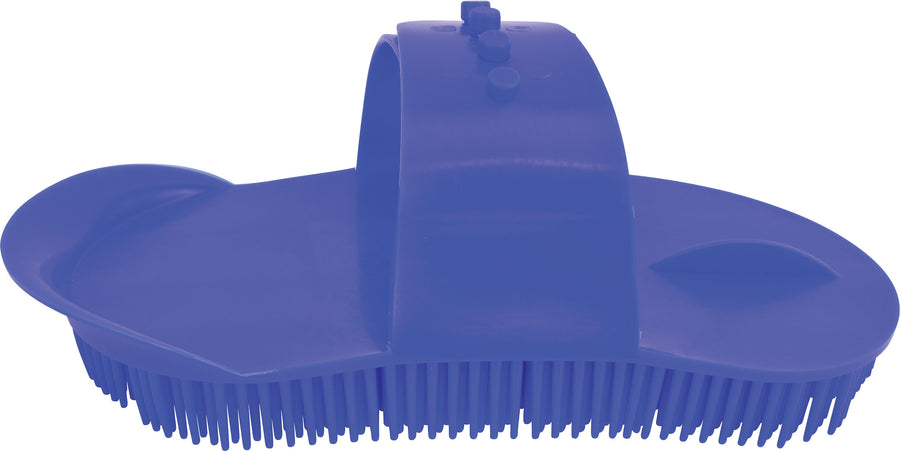 Partrade Plastic Curry Comb W/Strap, Blue, 7 in - Curry Combs