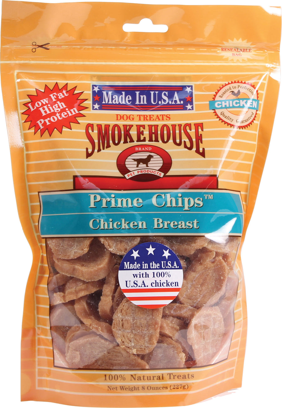 Smokehouse USA Prime Chips Dog Treats, Chicken Breast, 8 oz - Long Lasting Chews
