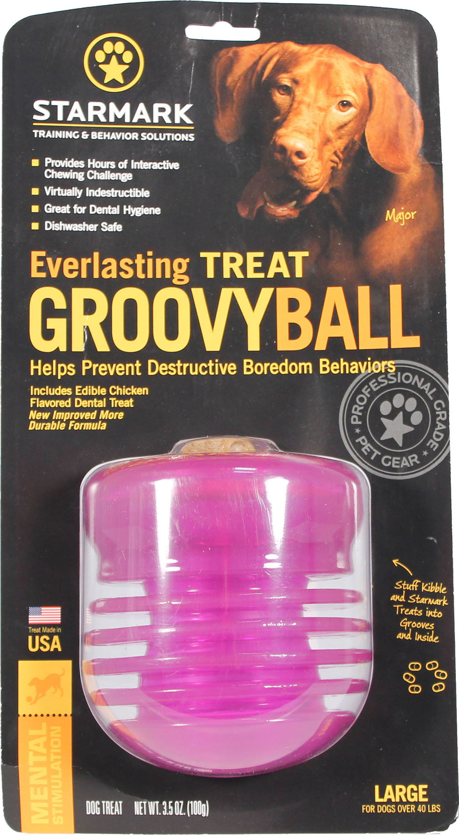 Starmark Everlasting USA Treat Groovy Ball, Purple, LG - Interactive