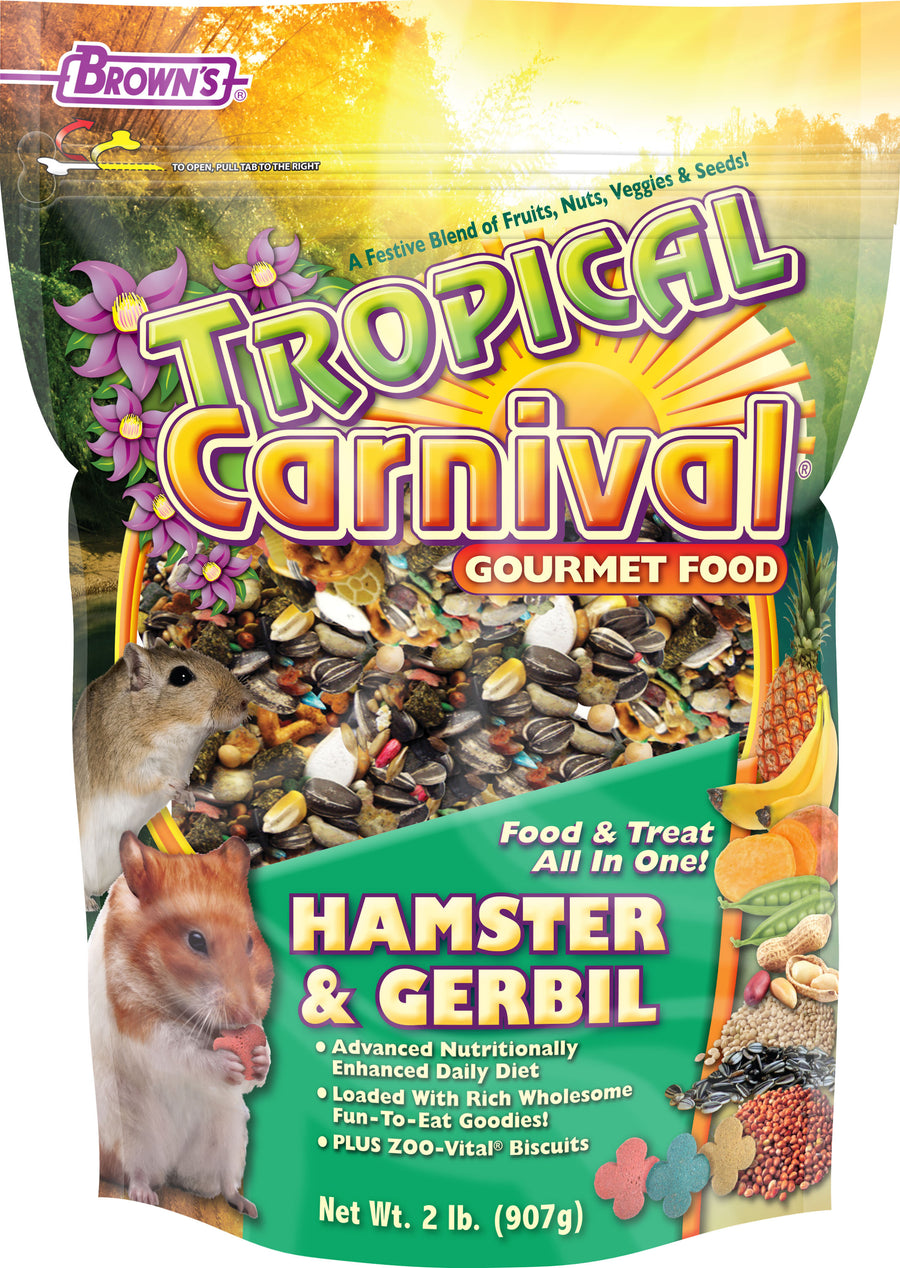 Brown's Tropical Carnival Gourmet Hamster & Gerbil Food, 2 lb - Hamster/Gerbil