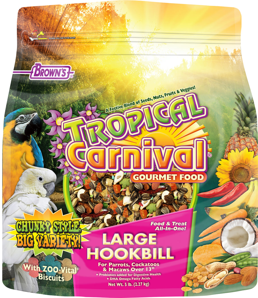 Brown's Tropical Carnival Gourmet Large Hookbill Food, 5 lb - Parrot