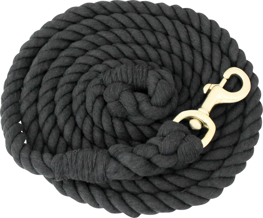 Partrade Cotton Horse Lead, Black, 3/4 in x 10 ft - Leads