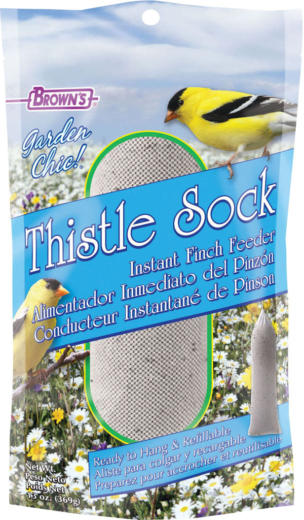 Brown's Garden Chic! Thistle Sock Instant Finch Feeder, 13 oz - Suet/Seed Sacks