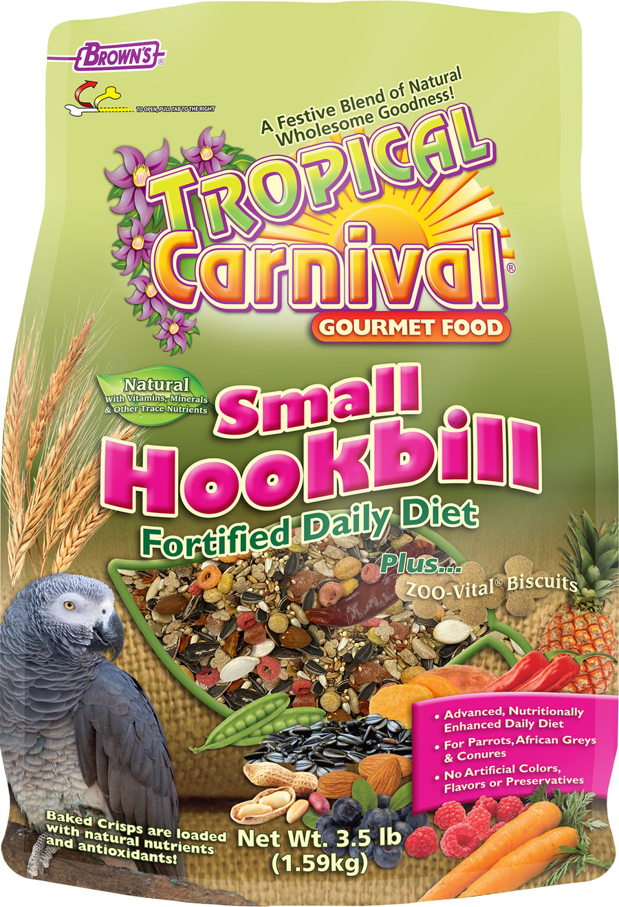 Brown's Tropical Carnival Natural Small Hookbill Food, 3.5 lb - Parrot