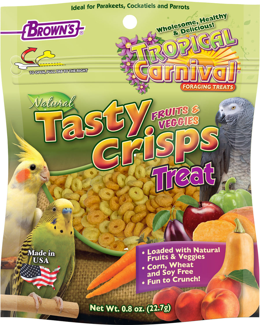 Brown's Tropical Carnival Natural Baked Crisps Bird Treats, .8 oz - Edibles
