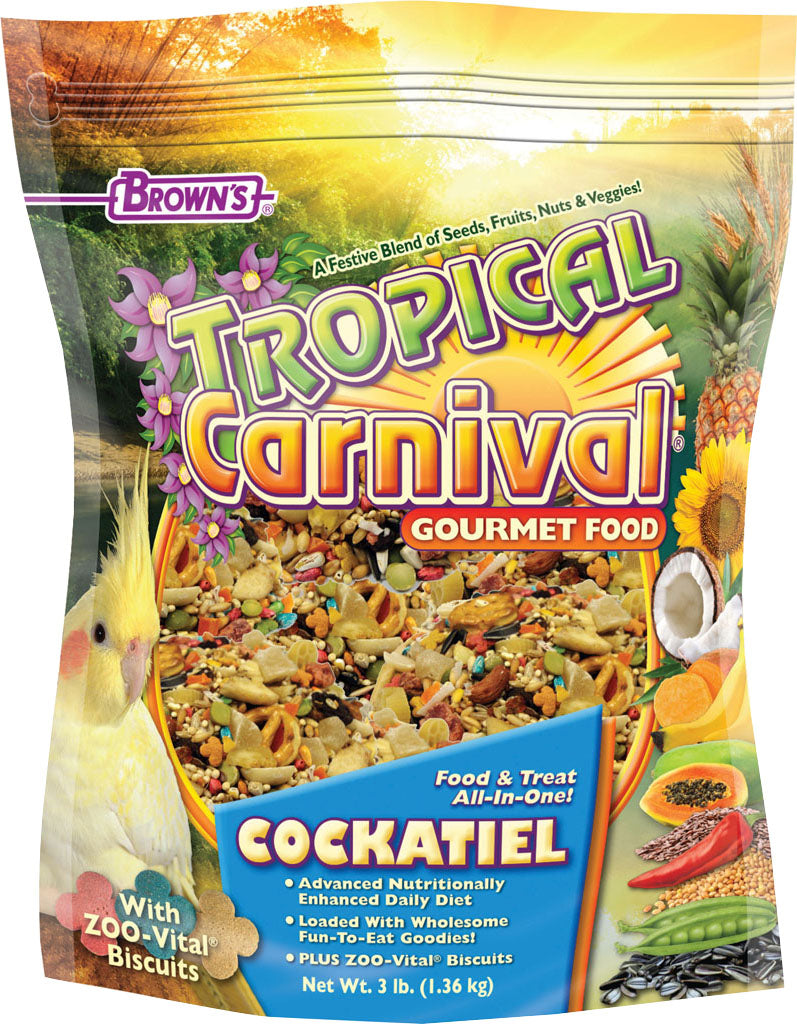 Brown's Tropical Carnival Gourmet Cockatiel Food, 3 lb