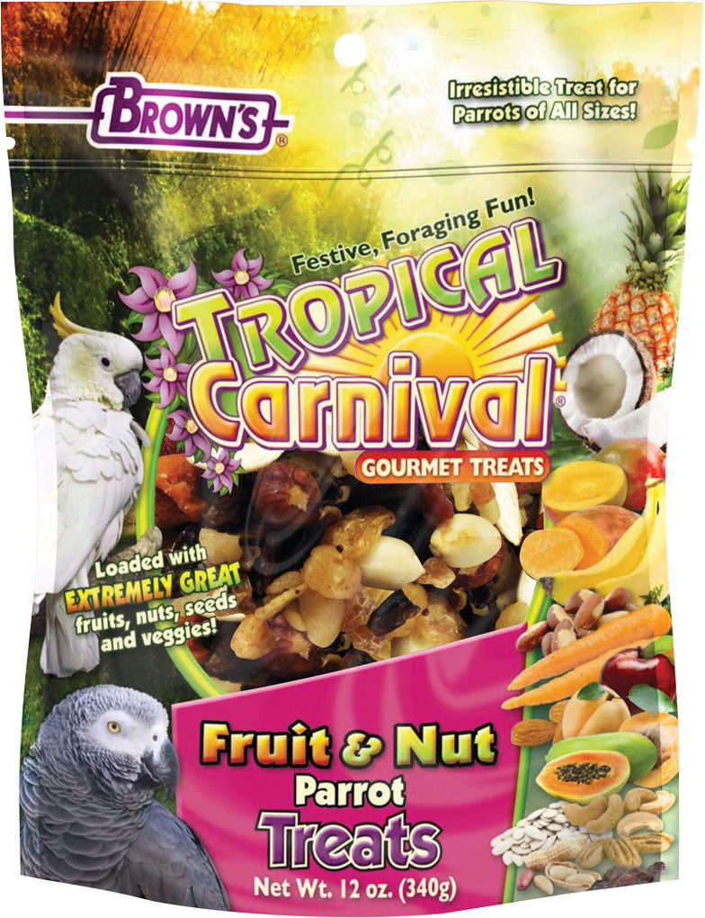 Brown's Tropical Carnival Fruit & Nut Parrot Treats, 12 oz - Edibles