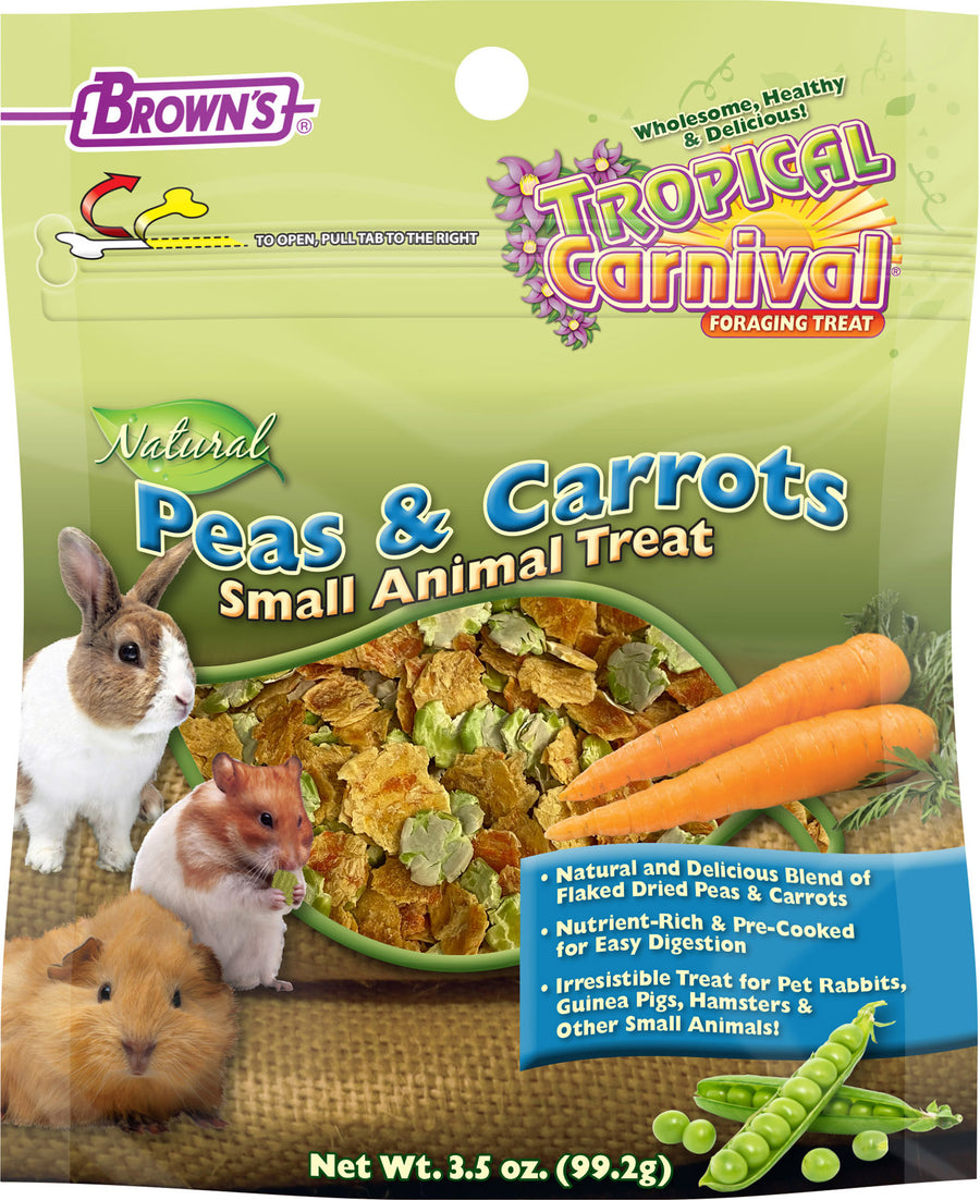Brown's Tropical Carnival Natural Small Animal Treat, Peas/Carrots, 3.5 oz - Edibles