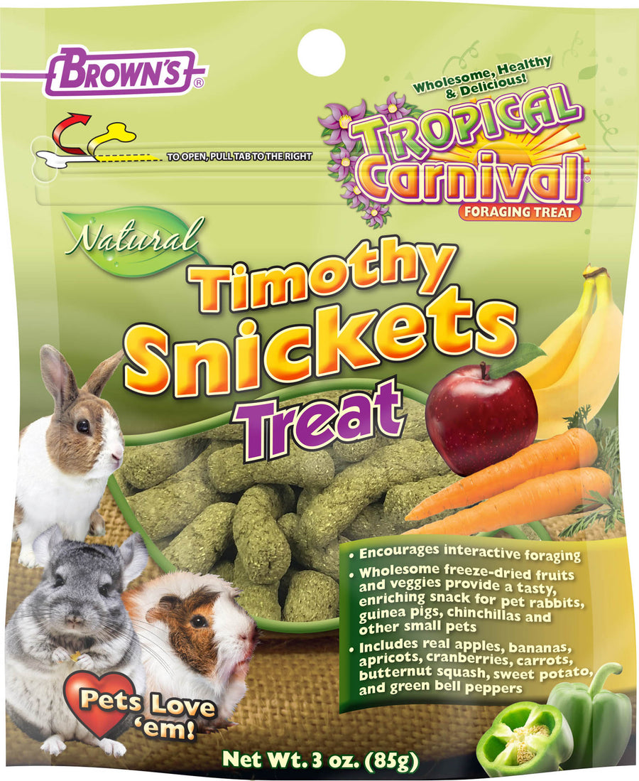 Brown's Tropical Carnival Natural Small Animal Treat, Timothy Snickets, 3 oz - Edibles