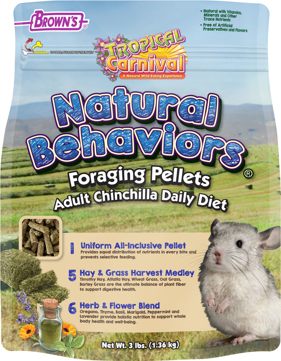 Brown's Tropical Carnival Foraging Pellets Chinchilla Food, 3 lb