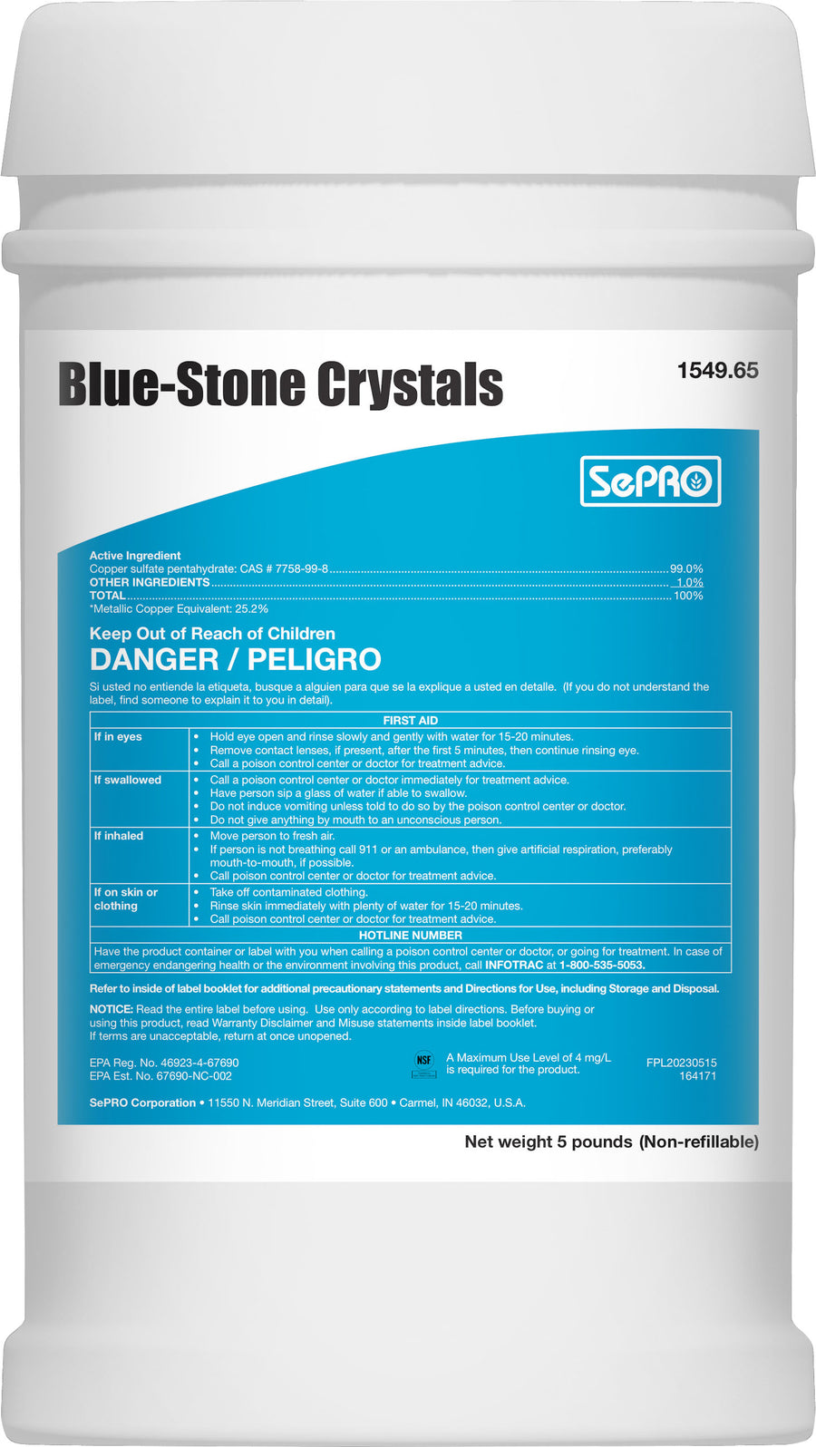 Applied Biochemists Blue Stone Copper Sulfate Crystal Fine Grade, 15 lb - Water Treatment