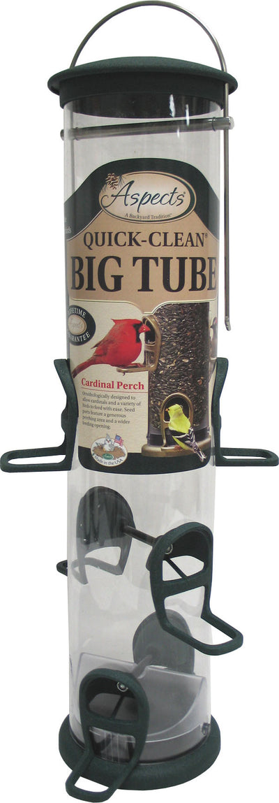 Aspects Quick-Clean Big Tube Seed Feeder, Spruce, 3.5 qt Cap - Tube Type Feeders Mixed Seed