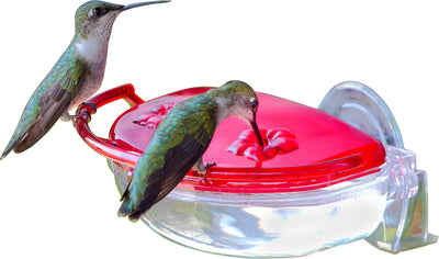 Hummzinger Gem Window Hummingbird Feeder, Red, 4 oz - Hummingbird Feeders-Plastic
