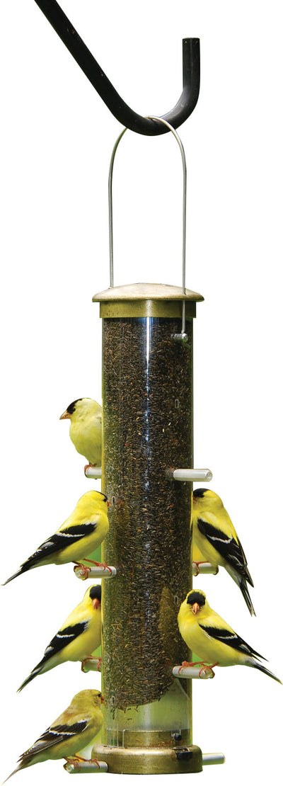 Aspects Quick-Clean Finch Tube Feeder, Brass, 14 in - Tube Type Feeders Thistle