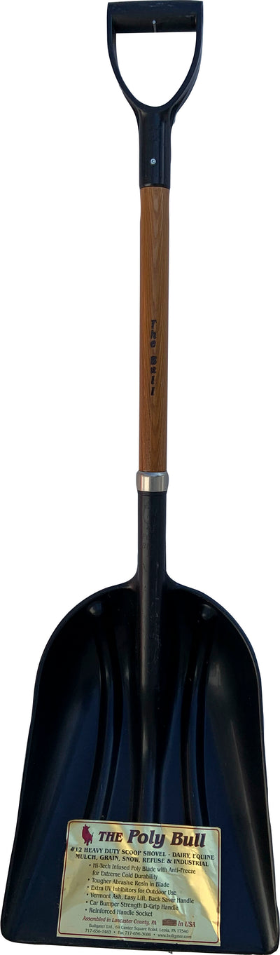 Bullgater Poly Bull #12 Grain Snow Scoop W/Collar, Black, 36 in - ABS/Poly Scoop Shovel