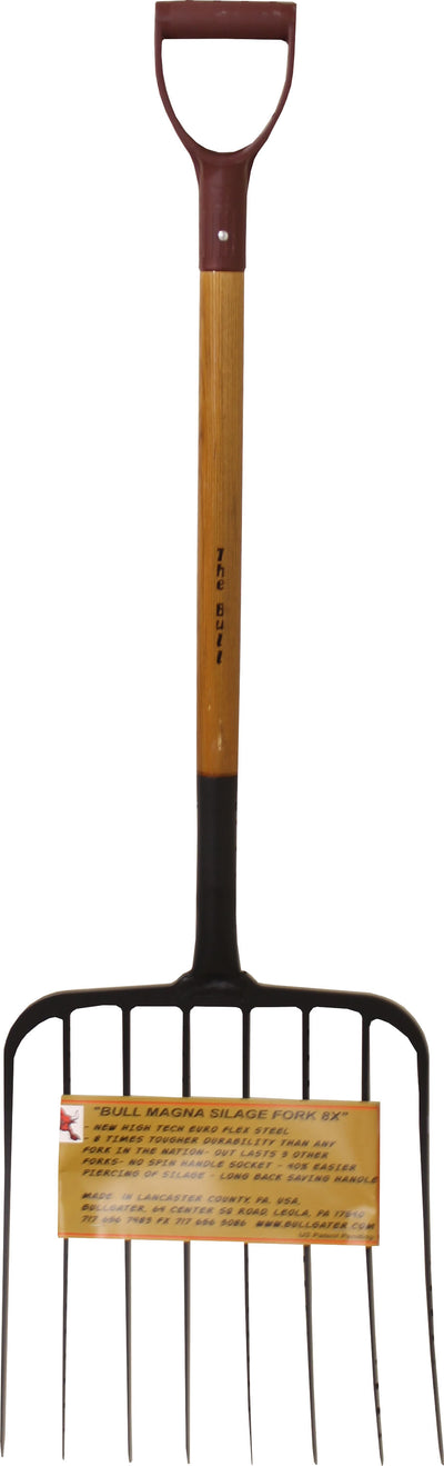 Bullgater Bull Magna 8 Tine Silage Fork Long Handle, 32 in - Ensilage Fork
